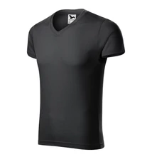 Slim Fit V-neck férfi póló Ebony gray L