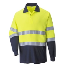 FR74 Lángálló, Antisztatikus Kéttónusú Galléros Póló sárga/navy XL