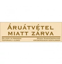 Áruátvétel miatt zárva (bézs/barna, három nyelvű) Vinil matrica 250x80
