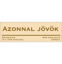 Azonnal jövök! (bézs/barna, három nyelvű) Vinil matrica 250x80