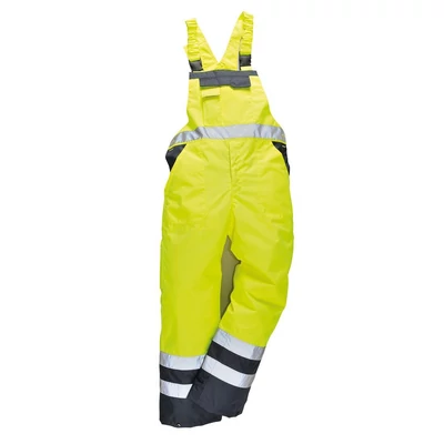 S489 Jól Láthatósági Bélelt Mellesnadrág Sárga/navy S