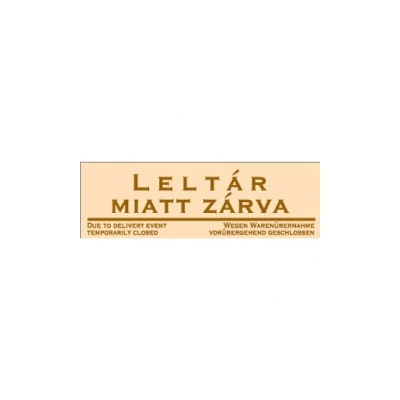 Leltár miatt zárva! (bézs/barna, három nyelvű) Vinil matrica 250x80