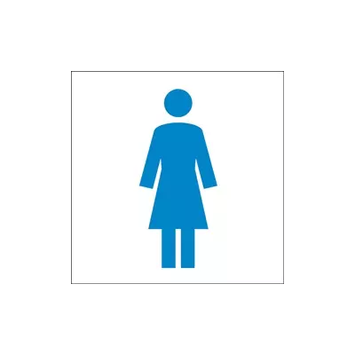 Női WC (kék/fehér piktogram, keret nélkül) Vinil matrica 100x100