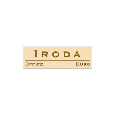 Iroda (bézs/barna, három nyelvű) Vinil matrica 250x80